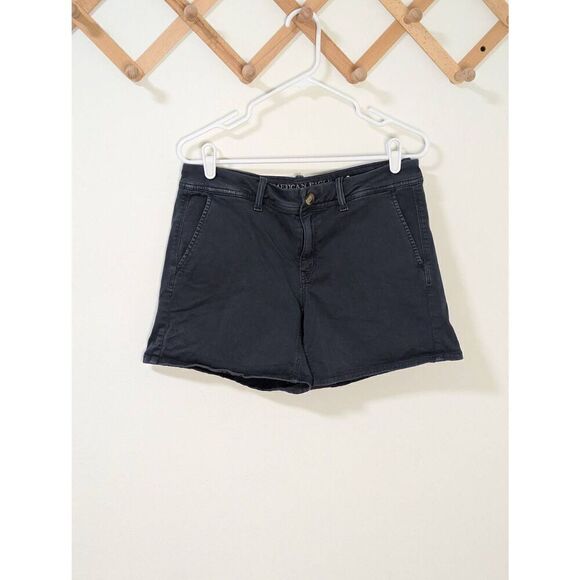 American Eagle Outfitters Super Stretch Midi Navy Blue Shorts - Size 10 - Picture 1 of 5